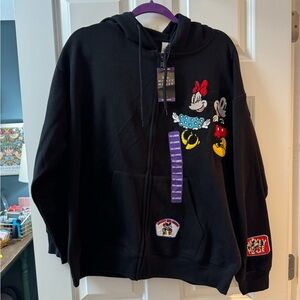 Disney Black Hoodie with Mickey and Minnie Design